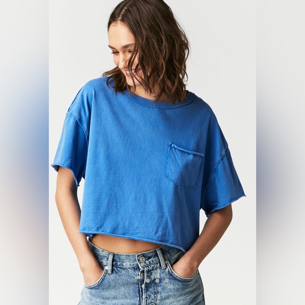 Free People Fade Into You Short Sleeve Tee in Midatlantic
